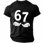  男性用 グラフィック 手 67 Tシャツ 面白いTシャツ 半袖シャツ 半袖 Tシャツ 3Dプリント クルーネック シャツ ファッション デザイナー ベーシック 日常 バケーション ストリート ブルー ブラック ルビーレッド 夏 春 衣類 S M L XL XXL XXXL