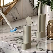 baratos Utensílios de Casa de Banho-Conjunto de escova de vaso sanitário de parede com 37 peças e suporte, inclui 36 cabeças de escova de reposição multicoloridas, escovas descartáveis para limpeza de vaso sanitário e suporte de parede