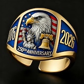  250th Anniversary Eagle Ring, Patriotic Gift, Vintage Open Eagle Ring, Electroplated Copper / Sterling Silver, Adjustable Statement Ring for Couples, Retro Style Semiquincentennial