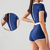 billiga One Pieces Rash Guards-Dam 2-delad rashguard Tankini-baddräkter Surfskjorta Solid färg UPF50+ Andningsfunktion Kortärmad Badkläder Surfing Paddling Snorkelfenor Sommar
