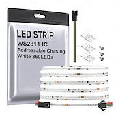 olcso Plug Strip Lights-dc24v cob cct ic címezhető led szalag fcob cct ws2811 ic chasing nagy sűrűségű hangolható 3000k-6000k CRI 90 IP30 LED szalag beltéri barkács dekorációhoz (opcionális SPI vezérlő)