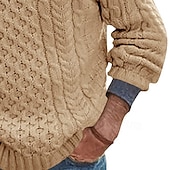 abordables suéter de los hombres-Hombre Pulóveres Suéter de punto Estriado Cable Tejer Tops regulares De Punto Ajustado Plano Escote Chino Prendas de punto Moderno Casual Ropa Cotidiana Ropa Otoño invierno Negro Blanco M L XL