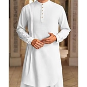 abordables Robes de Chambre-Homme Loungewear Chemise de Nuit Uni Élégant Confort Maison Quotidien Coton Respirant Col montant manche longue Printemps Automne Noir Blanche