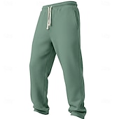 cheap Straight Leg-Men's Waffle Sweatpants Trousers Straight Leg Sweatpants Waffle Pants Drawstring Elastic Waist Plain Breathable Full Length Casual Daily Outdoor Vacation Classic Style Black White Micro-elastic