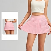 billiga Kvinnors kjolar och skorts-Dam Solid färg Avslappnad kjol Träningskjol Elastisk Svettavvisande Andningsfunktion Tennis Pickleball Yoga Underdelar Svart Vit Gul Tenniskläder