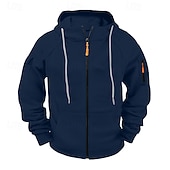 baratos hoodies básicos dos homens-Homens Moletom Full Zip Hoodie Moletom com zíper Azul Preto Branco Verde Tropa Vinho Com Capuz Tecido Zip Up Bolsos Desportos e Ar livre Casual Diário Roupa de rua Designer Básico Primavera Outono