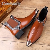 voordelige Chelsea -laarzen-Heren Chelsea boots van imitatieleer in bruin leer – elegant en comfortabel, ideaal voor zakelijke gelegenheden, formele gelegenheden en dagelijks gebruik