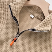 baratos moletons básicos-Homens Moletom Conjunto de roupas Colarinho Chinês Ao ar livre Diário Esportes Com Cordão Bolsos Half Zip Bloco de cor Preto Azul Céu cáqui Tosão Poliéster Roupas Esportivas Moda Roupa de rua Outono