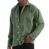 ieftine cămăși casual pentru bărbați-Bărbați Cămașă Cămașă casual Cămasă Corduroy Camașă cu nasturi Albastru piscină Negru Alb Roșu Vin Bleumarin Manșon Lung Simplu Rever Casual Zilnic Buzunar Îmbrăcăminte Modă Modern Casual
