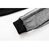 levne černé mini šaty-Dámské Mini šaty Černé šaty Flitrové šaty Volnočasové šaty Koktejlky Módní stylové Romantické Zimní šaty Rande Jdeme ven Běžný Tisk Dlouhý rukáv Hluboké V Černá Léto Jaro