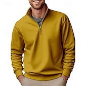 voordelige Klassieke polo voor heren-Voor heren Polo Poloshirts Vakantie Straat Kwart ritssluiting Lange mouw Modieus Basic Effen Lente Herfst Getailleerd blauw Zwart Wit Groen Lichtgroen Polo