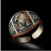  250th Anniversary Eagle Ring, Patriotic Gift, Vintage Open Eagle Ring, Electroplated Copper / Sterling Silver, Adjustable Statement Ring for Couples, Retro Style Semiquincentennial