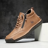 お買い得  ハイキングブーツ-ジッパーディテール付きのメンズネイビーフェイクレザースリッポンスニーカー - カジュアルなイベント、週末、リラックスした日にぴったりの、トレンド感があり履きやすいフットウェア