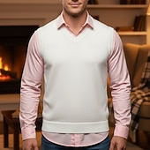 voordelige heren trui vest-Voor heren Trui vest Jurk Trui Trui Gilet Gebreide trui Geribd breien Normale tops Gebreid Effen V-hals Modieus Casual Vakantie Alledaagse kleding Kleding Herfst Winter Zwart Wit M L XL