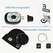 economico Cuffie Beanie-Cappello in Maglia Musicale Wireless Bluetooth Nuovo Cappello Luminoso LED all'aperto Cappello Wireless Bluetooth con Auricolari Integrati Ricaricabile USB Alimentazione Batteria 1.5-3W Regalo di San