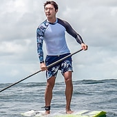 billige One Pieces Rash Guards-Herre Rash-guard Svømmeskjorte UPF50+ Hurtigtørkende Lettvekt Langermet Ikke-Klø Klær Badedrakt Surfing Strand Vannsport Svømming Lapper Sommer