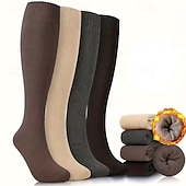 Χαμηλού Κόστους θέρμανση &amp; ψύξη-4 ζευγάρια γυναικείες θερμικές κάλτσες πάνω από το γόνατο, χοντρές, μαλακές, ζεστές χειμωνιάτικες μακριές κάλτσες για κρύο καιρό, ζεστές, casual κάλτσες μέχρι το γόνατο για πεζοπορία, σκι και