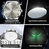 abordables Montres à quartz-La nouvelle montre business pour homme Olevs est dotée d&#039;un affichage lumineux de la date et du jour avec index romains, d&#039;un bracelet en acier, d&#039;une technologie à quartz et d&#039;une élégance