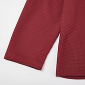 tanie Koszulka z dzianiny waflowej-Męskie Koszulka waflowa Koszula Henley z waflami Koszule męskie z łatkami na łokciach Długi rękaw Klapa Quarter Zip Jesień Zima Jednokolorowe Moda Podstawowy Codzienny Kieszenie Niejednolita całość