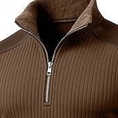  Pánské Mikina Svetr Čtvrtletní mikina na zip Žebrovaný úplet Hnědá Stojáček Bez vzoru Zapni Slátanina Barevné bloky Sporty a outdoor Ležérní Denní Šik ven Chladný Sportovní oblečení Jaro & podzim