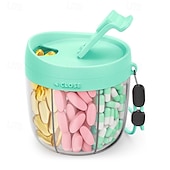 Χαμηλού Κόστους αποθήκευση αποσκευών και ταξιδιού-χαριτωμένος οργανωτής διανομέα χαπιών με 7 μεγάλα διαμερίσματα, φορητός οργανωτής μπουκαλιών χαπιών με ευρύ άνοιγμα για εύκολη χρήση, αντι-αναμεμειγμένος οργανωτής χαπιών για ταξίδια, δοχείο χαπιών