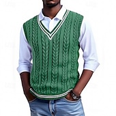 economico gilet da uomo-Per uomo Gilet Maglione elegante Maglione Maglione a maglia A Coste Maglia Top Regolari Lavorato a maglia A righe Scollo a V Moda Casual Vacanza Abbigliamento quotidiano Abbigliamento Senza maniche