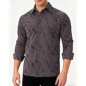 preiswerte Freizeithemden für Herren-Herren Hemd Sommerhemd Freizeithemd Strandhemd Knopfhemd Kaki Militßrgrün Grau Langarm Grafik Revers Urlaub Hawaiianisch Bekleidung Polyester Mode Lässig Bequem