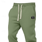 cheap Joggers-Men's Waffle Sweatpants Joggers Trousers Casual Pants Drawstring Elastic Cuff Solid Color Comfort Full Length Daily Outdoor Streetwear Vacation Fashion Black White Micro-elastic