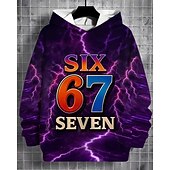 cheap Girl's 3D Playful Humor-Unisex Girls' 3D Graphic Funny Slang 67 Hoodie Pullover Long Sleeve 3D Print Spring Fall Sports Fashion Streetwear Kids 4-12 Years Hooded Outdoor Casual Daily Regular Fit