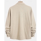 economico camicia da uomo con bottoni-Per uomo Camicia Camicia di Velluto a Coste Camicia con Bottoni Blu Verde militare Beige Manica Lunga Semplice Collo ripiegato Casuale Quotidiano Tasca Abbigliamento Cotone Moda Streetwear Classico