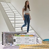 Недорогие Штекерные полосы света-Комплект светодиодной подсветки лестницы с интеллектуальным датчиком движения, 10-24 шт., 4,9-футовая светодиодная лента COB для внутренней подсветки лестниц, оснащенная кабелем с выключателем и