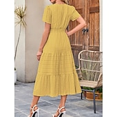 ieftine Rochie albă-Pentru femei Rochie Maxi Rochie A line Casual Zilnic Fit regulat Simplu Manșon scurt În V Albastru piscină Alb Galben Roșu-aprins Vară Primăvară