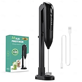 abordables appareils électroménagers-Mousseur à lait électrique portable rechargeable, 3 têtes, 3 vitesses, en acier inoxydable, avec affichage numérique LED, idéal pour le café au lait, les lattes, les cappuccinos et les matchas.