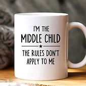 voordelige Mokken &amp; Bekers-Gepersonaliseerde cadeaumok voor het middelste kind, met aangepaste naam, keramische koffiemok, wie maakt de regels, 11/15 oz, witte verjaardag, kerstmis, familie, humor, koffiemokken, bekers