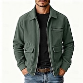economico Giubbotti Casual-Per uomo Giacca Leggera Giacca in Velluto a Coste Giacca Casual Giacca da Lavoro Vacanza Casuale Traspirante Tasca Primavera Autunno Inverno Semplice Moda Classico Bavero Regolare Nero Cachi Verde