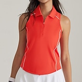 economico Camicia Donna-Per donna Tinta unita Top con scollo all'americana Top sportivo Zip a un quarto Traspirante Tennis Atletico Corsa Collo ripiegato Top Nero Bianco Rosso Abbigliamento da tennis