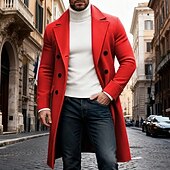 abordables Manteaux &amp; vestes-Homme Manteau d'Hiver Manteau Trench-Coat Long Trench-coat Extérieur Occasionnel Automne Hiver Polyester Chaleur Thermique Vêtements d'extérieur Vêtement Tenue Classique Uni Avec Poches Col à Revers