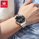 abordables Montres à quartz-La nouvelle montre business pour homme Olevs est dotée d&#039;un affichage lumineux de la date et du jour avec index romains, d&#039;un bracelet en acier, d&#039;une technologie à quartz et d&#039;une élégance