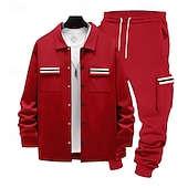 Χαμηλού Κόστους βασικές φόρμες-Ανδρικά Πουλόβερ Φόρμα Σετ ρούχων Jachetă Πέτο ΕΞΩΤΕΡΙΚΟΥ ΧΩΡΟΥ Καθημερινά Αθλητικά Κορδόνι Κουμπί επάνω Τσέπη Ταινία Μαύρο Ρουμπίνι Καφέ Πολυεστέρας Ρούχα Γυμναστικής Μοντέρνα Κομψό στυλ street