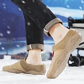 economico Ciabatte e infradito da uomo-scarpe slip-on trapuntate marroni da uomo con fodera in pile: calzature calde e comode per l'inverno e le uscite informali