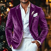 billige Herre Klassiske Blazere-Herre Vinterfrakk Fløyelsblazere Formell Festkveldsklær Fest Klassisk Høst Høst vinter 100% Polyester Fløyel Helfarge Enkelt Brystet Enn-knapp Blazer Rød Kongeblå Lilla Grønn