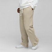 abordables Jambe Droite-Homme Gauffré Joggings Pantalons Pantalon décontracté Pantalons Amples Cordon de serrage Jambe Droite Couleur Unie Confort Longueur complète Occasionnel Quotidien Extérieur Vacances Mode Coupe Ample