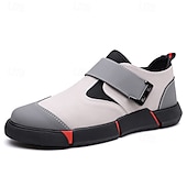 economico Scarpe Casual Slip-On-mocassini da uomo in similpelle rossi e neri con dettagli decorativi in metallo: stivali slip-on alla moda per feste di Natale e uscite informali