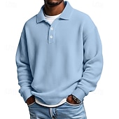 Χαμηλού Κόστους Κλασικό Πόλο Ανδρών-Ανδρικά Βάφλα Πόλο Μπλουζάκια Μπλουζάκια πόλο Επίσημο Επιχείρηση Ριμπ γιακά πόλο Μακρυμάνικο Μοντέρνα Συμπαγές Χρώμα Κουμπιά Σκέτο Φθινόπωρο Άνοιξη &amp; Χειμώνας Χαλαρή Εφαρμογή