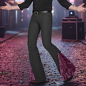 Недорогие Вспышка-Муж. Штаны Костюм Беллое дно Расклешенные брюки Брюки для выпускного Пэчворк Блестящий металл Полотняное плетение Комфорт Полная длина Для вечеринок Бизнес Повседневные Мода Уличный стиль