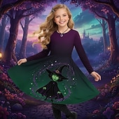  Girls' 3D Graphic Cartoon Dress Long Sleeve 3D Print Spring Fall Performance Vacation Party Casual Princess Beautiful Kids 4-12 Years Casual Dress A Line Dress Knee-length Regular Fit