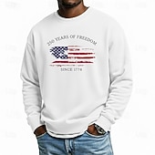 tanie Wzór flagi-Męskie Graficzny Amerykańska flaga USA Bluzy Sport Moda Codzienny Klasyczny Długi rękaw Półgolf Na zewnątrz Urlop Czarny Biały Czerwony Jasnoszary Drukowanie Wiosna Jesień Projektant S M L XL XXL XXXL