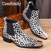 cheap Chelsea Boots-Men's Brown Leopard Print Chelsea Boots – Trendy and Bold Design, Ideal for Casual Wear, Street Style and Fashion-forward Occasions