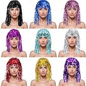 baratos Perucas de Carnaval-Peruca de Carnaval 2026 Loiro Rosa Vermelho Encaracolado Médio Peruca sintética para festivais Mardi Gras Parada Cabelo para fantasia de cosplay para Feminino