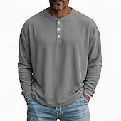 economico T-shirt in velluto a coste-Per uomo Maglietta Camicia di Velluto a Coste Camicia a Maniche Lunghe Manica Lunga Henley Primavera Autunno Inverno Semplice Striscia di Fossa Moda Designer Essenziale Puro Vacanza Streetwear Casuale